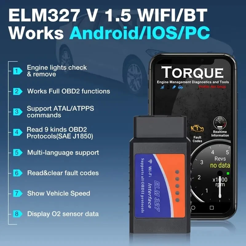 OBD2 ELM327 Bluetooth Car Scanner Android Torque Auto Diagnostic Scan Tool V2.1 , odb2 bluetooth