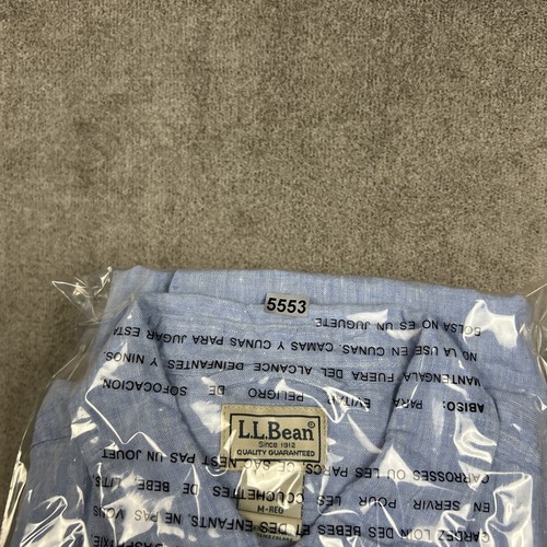LL Bean Shirt Mens Medium 100% Linen Button Up Light Blue Summer Casual Preppy - Picture 8 of 8