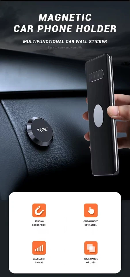 2x Car Magnetic Strong Mobile Phone Holder Dashboard Mount Strong Magnet Black - Image 2 of 4