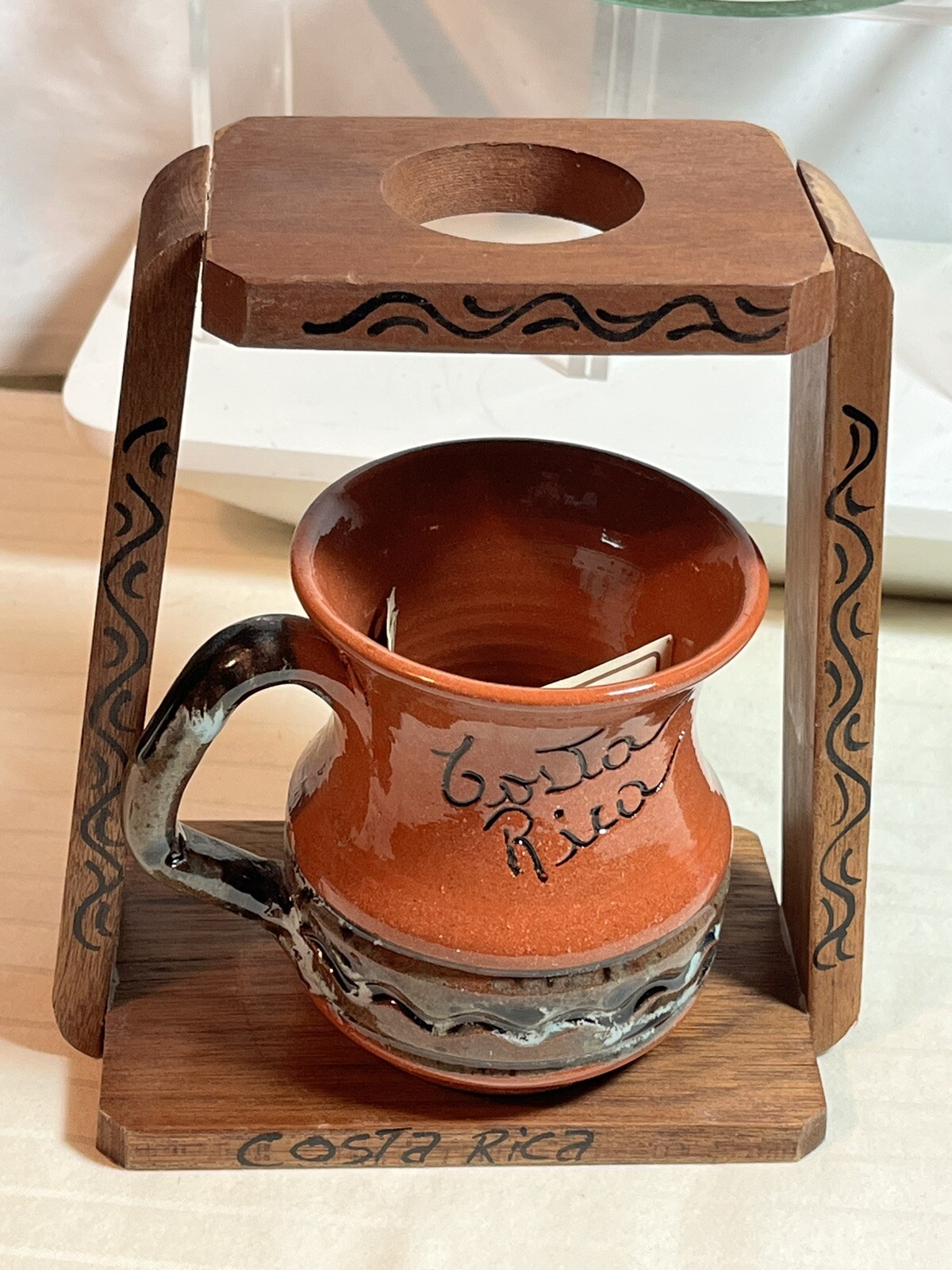 Costa Rican Coffee/Tea Brewer Travel Souvenir Ethnic Tribal Diffuser Ceramic EUC