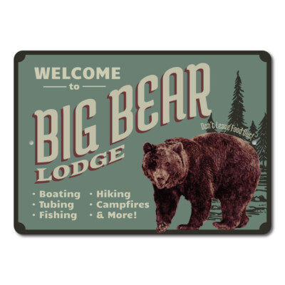 Big Bear Lodge Sign, Bear Lover, Bear Lodge Aluminum Metal Decor Sign