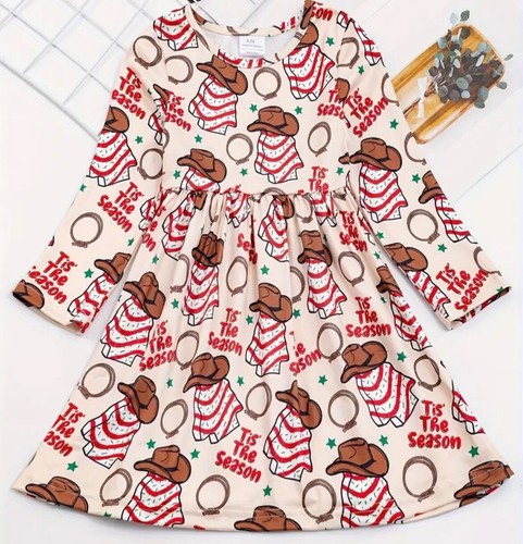 Toddler Girl’s Little Debbie Snack Cakes & Cowboy Hat CHRISTMAS Dress! NEW