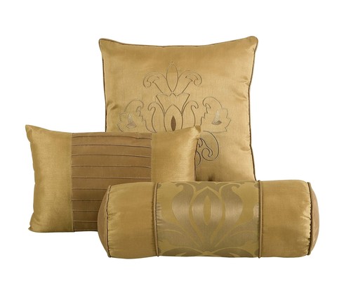 Chezmoi Collection 7-Piece Jacquard Floral Comforter Set (King, Gold) King - Picture 4 of 6