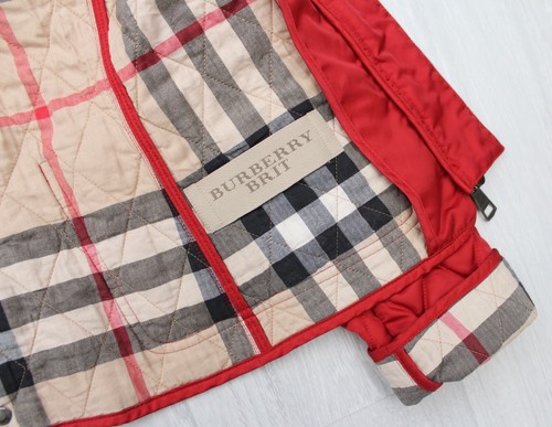 Women's BURBERRY BRIT Quilted Full Zip Jacket Nova Check Lined Red Size S - Picture 9 of 11