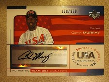 2004 USA BASEBALL 25TH ANNIVERSARY SIGNATURES BLACK INK #MURR CALVIN MURRAY /360