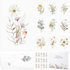 Blank Cards and Envelopes, 40 Pack Elegant Floral White 