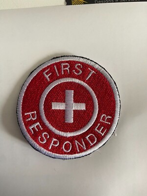 FIRST Responder Morale Patch Haken Rückseite 70mm rot Feuerwehr Sanitäter Event Personal