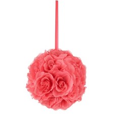 Mega Crafts - 10" Artificial Flower Pomander Kissing Ball - Coral, 1PC