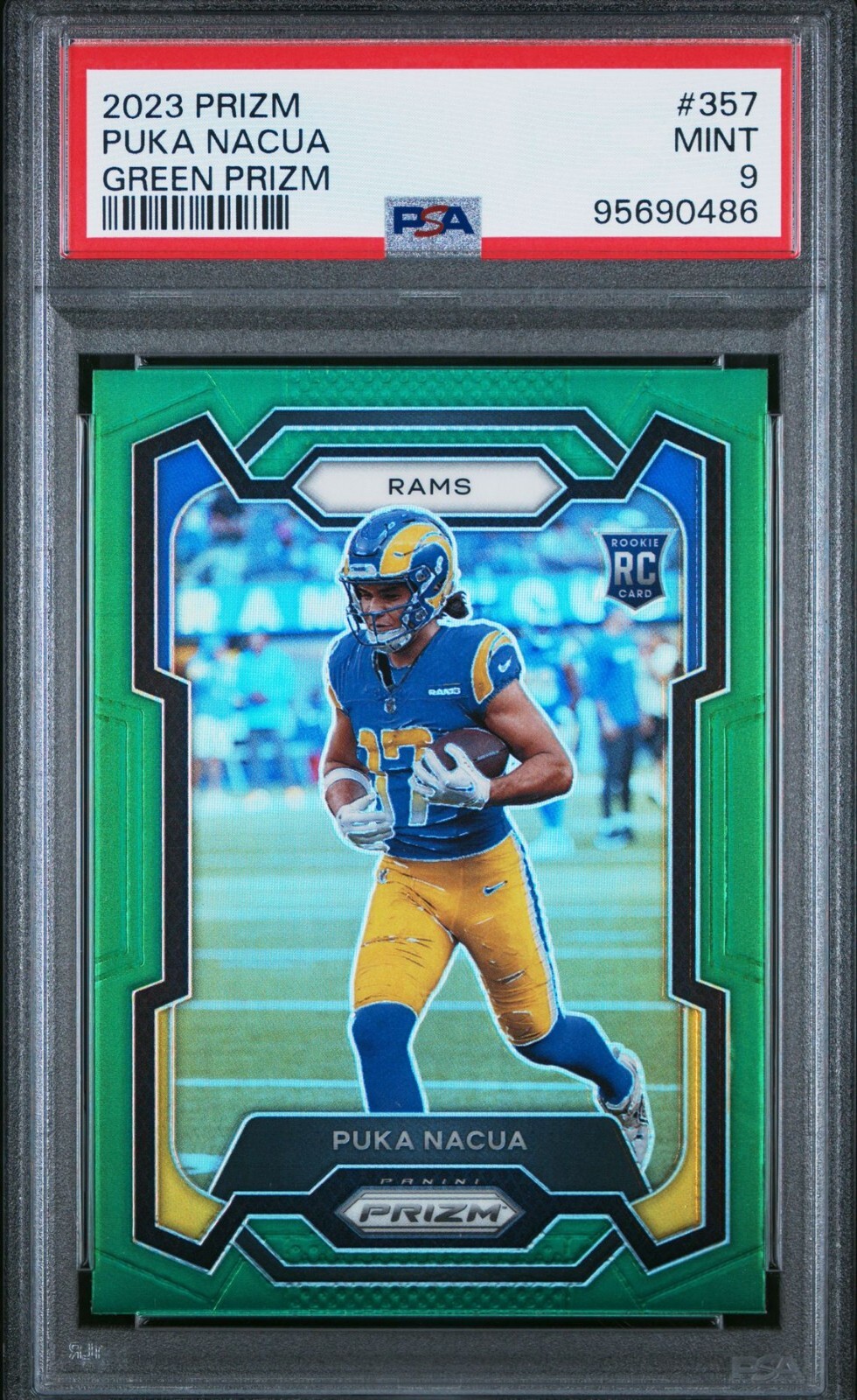 PUKA NACUA 2023 Panini Prizm #357 Green Prizm RC Rookie PSA 9 🔥