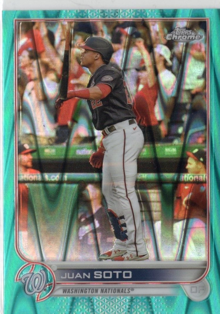 2022 Topps Chrome Aqua RayWave Refractor Juan Soto Nationals #129 #'d 166/199