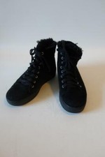 WOMENS J/SLIDES NYC BLACK FAUX FUR PLATFORM SUEDE SNEAKER 7.5 