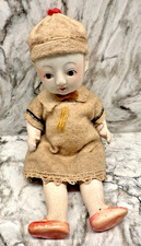 Antique Japanese Sakura Bisque Doll Cloth Body Early 1900s Original Outfit Tag