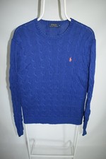 Vintage Polo Ralph Lauren Cable Knit 100 Cotton Sweater Navy Blue Mens Size M