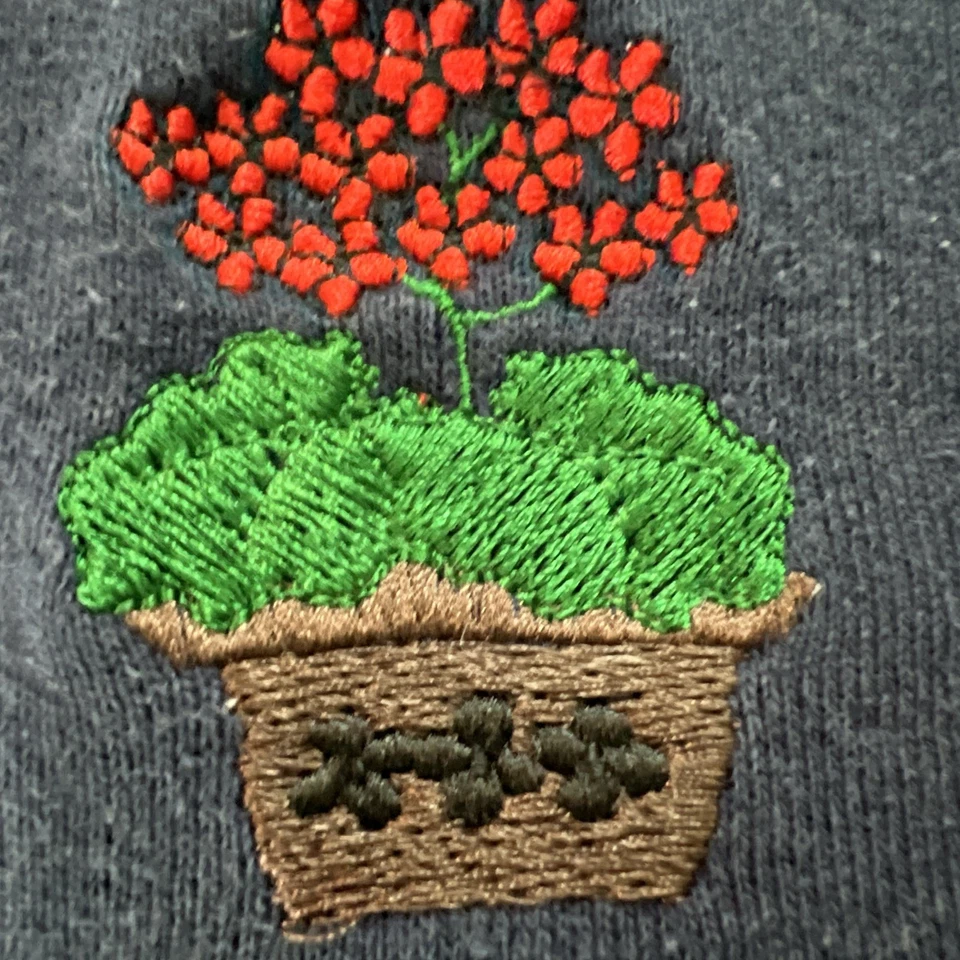 复古 Fruit of the Loom 运动衫 尺寸 M 切割作物 蓝色 海军蓝 花 美国标签 — 第 3/4 张图片