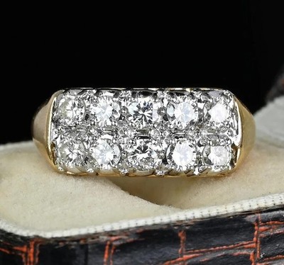 1CT Men's Engagement Pinky Ring 14k Yellow Gold Round Cut Lab Grown/CVD Diamond