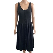 Vtg Mays Department Stores SunDress Womens Small Black Button Front Swing   