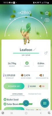 Pokemon Go Shiny Leafeon ( High CP )