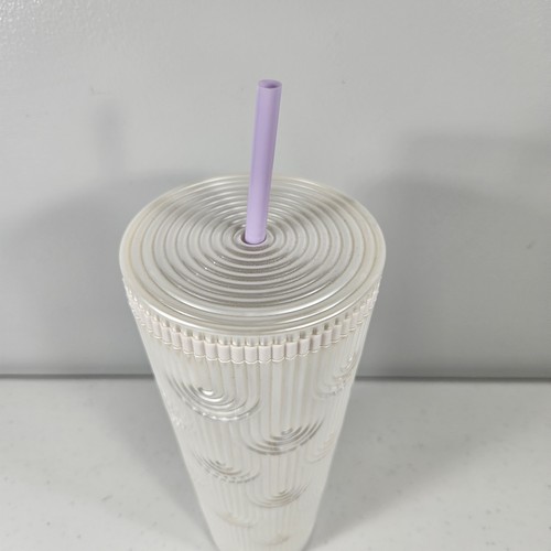 Starbucks 24oz Pearl White Mermaid Cold Cup Tumbler Siren Shell + Straw 2023 - Picture 3 of 5