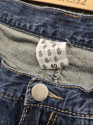 Vintage Miskeen Jeans Mens 40x31 Baggy Relaxed Hand Print Embroidered Y2K Denim - Picture 5 of 11