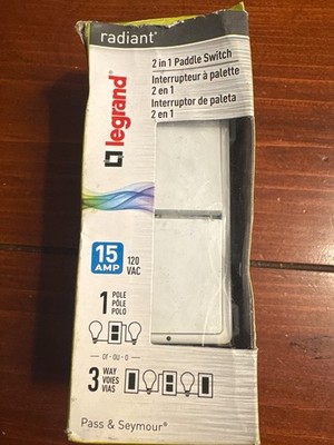 P&S Legrand Radiant RCD33WCC6 15 Amp Combination Rocker Wall Light Switch wit...