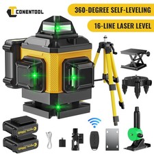 16 Line Laser Level Green Self Leveling 4D 360° Cross Measure Tool Kit & Tripod