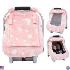 Cozy Winter Baby Car Seat Cover - Glow in the Dark Canopy  Zipper Peep Windows