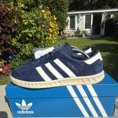 2019 Adidas Hamburg Navy Blue White 80s Casuals Size 8 Terrace Trainer - Image 1 of 4