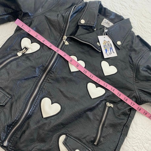 Lola And the Boys Jacket I Heart You Vegan Leather girls size Large New - Picture 4 of 9
