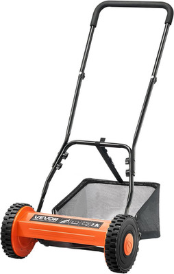 Reel Lawn Mower Push 14 Inch, 5 Blades Manual Push Mower No Motor, 0.6-1.75 in A