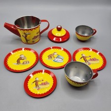 Schylling 8 Piece Lot Curious George Tin Tea Play Set