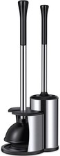 HAMITOR Toilet Plunger Bowl Brush Set: Hideaway Heavy Duty Toilet Plunger