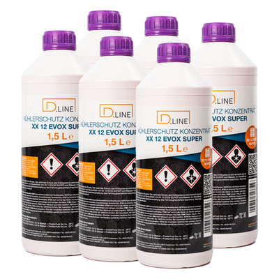 D.LINE Kühlerfrostschutz ANTIFREEZE XX 12 EVOX SUPER (Violett) Konzentrat 6x 1,5
