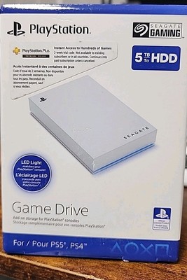 Seagate 5TB External USB 3.0 Portable Hard Drive For PS5, White