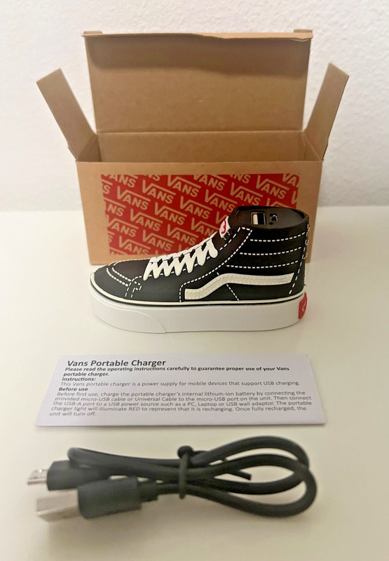 NEW VANS SK8-HI Portable Charger Off The Wall Skate Shoe USB Phone Charger Black