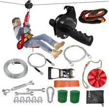 SZHTMZXC Zipline Kits Backyard 130FT Zip Line Kit for Kids/Adults Up to 350Lb