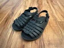 Mini Melissa Dziewczęca Maluch Rybak Otwarte palce Czarne galaretki Sandały Rozmiar 7 NOWE!