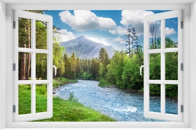 FENSTERBLICK 3D EFFEKT Fototapete Selbstklebende Vinyl/VLIES + Kleister - kr-714
