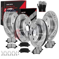 Front Rear Drilled Brake Rotors + Ceramic Bra...