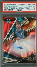 Pop 1 Matas Buzelis PSA 10 2022 Bowman U Best Red Lava Refractor Auto # 2/5