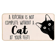 16x30 Inch Front Door Mat Indoor Entrance Welcome Mat Black White Cat