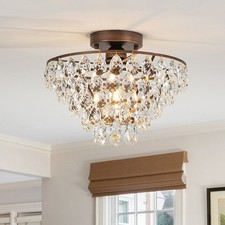 Modern Crystal Semi Flush Mount Ceiling Light Fixture For Hallway Bedroom Foyer