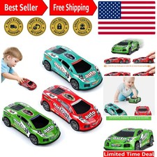 7 inch Friction Power Car Toys Set, Push and Go Pull Back Trucks Wind up Race...