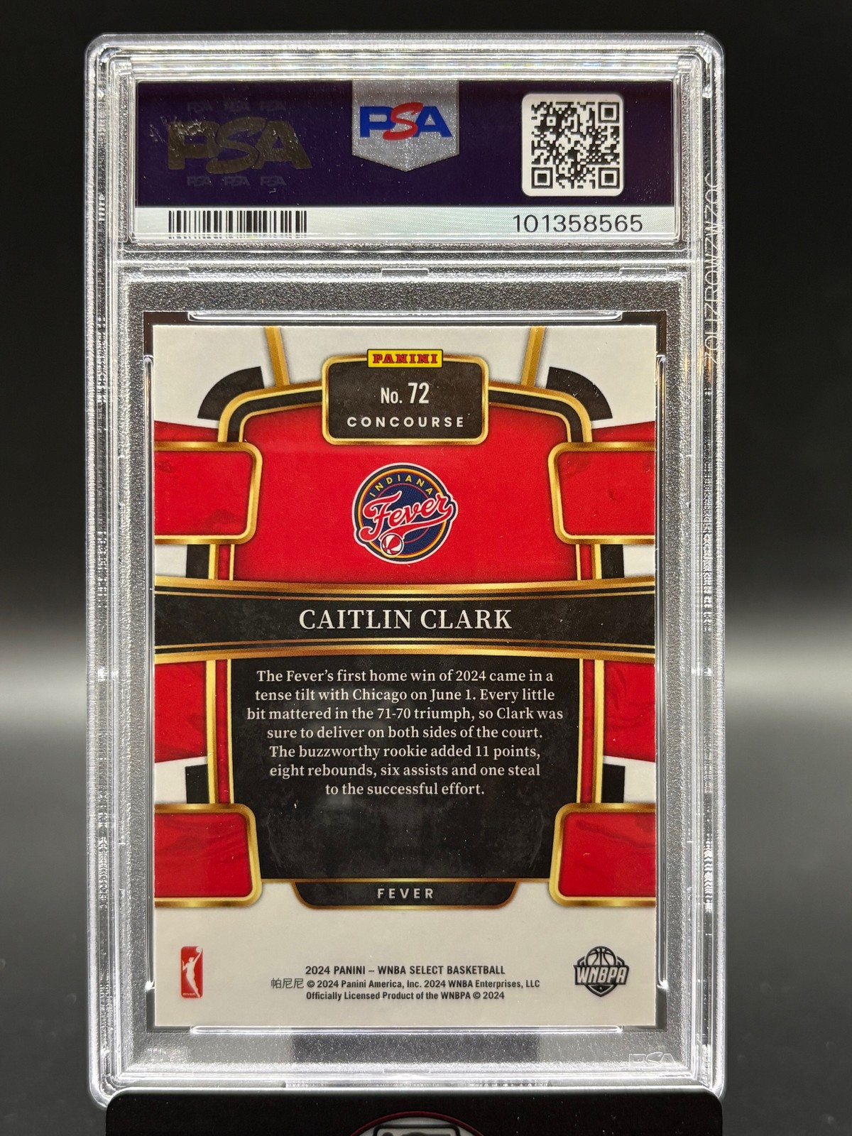 2024 Panini Select WNBA #72 Caitlin Clark PSA 10 view 2