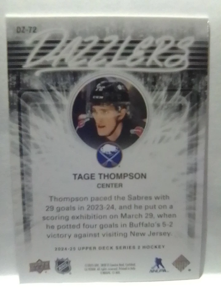 2024-25 Upper Deck Series 2 - Dazzlers Tage Thompson #DZ-72 Orange - Image 2 of 2