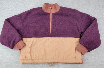 Fabletics Jacket 1/4 Zip Mallory Fleece Cropped Pullover Maroon Womens Medium