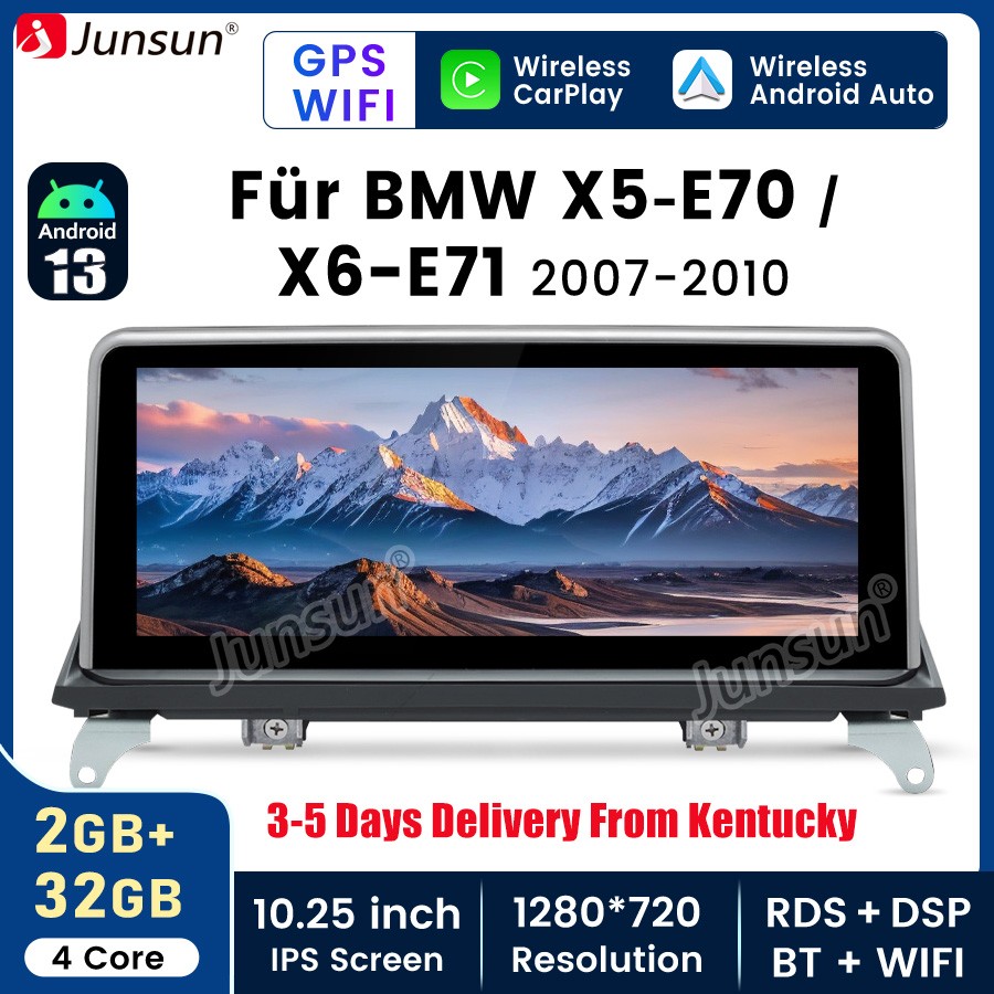 For BMW X5 E70 X6 E71 2007-2010 Car Radio GPS Navi DAB Carplay 2+32GB Android 13