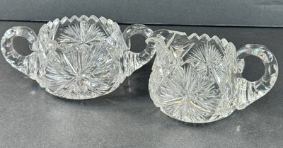 Brilliant American Cut Glass Sugar & Creamer 