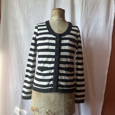 Max Mara Weekend Strickjacke gestreift Gr. S schwarz creme bretonisch Jersey Pullover