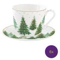6Er Set Tassen Mit UT Festive Trees TannebäUme 400Ml In Geschenkbox Easy Life