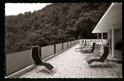 Postcard Bendorf, Hedwig Dransfeld house, terrace 